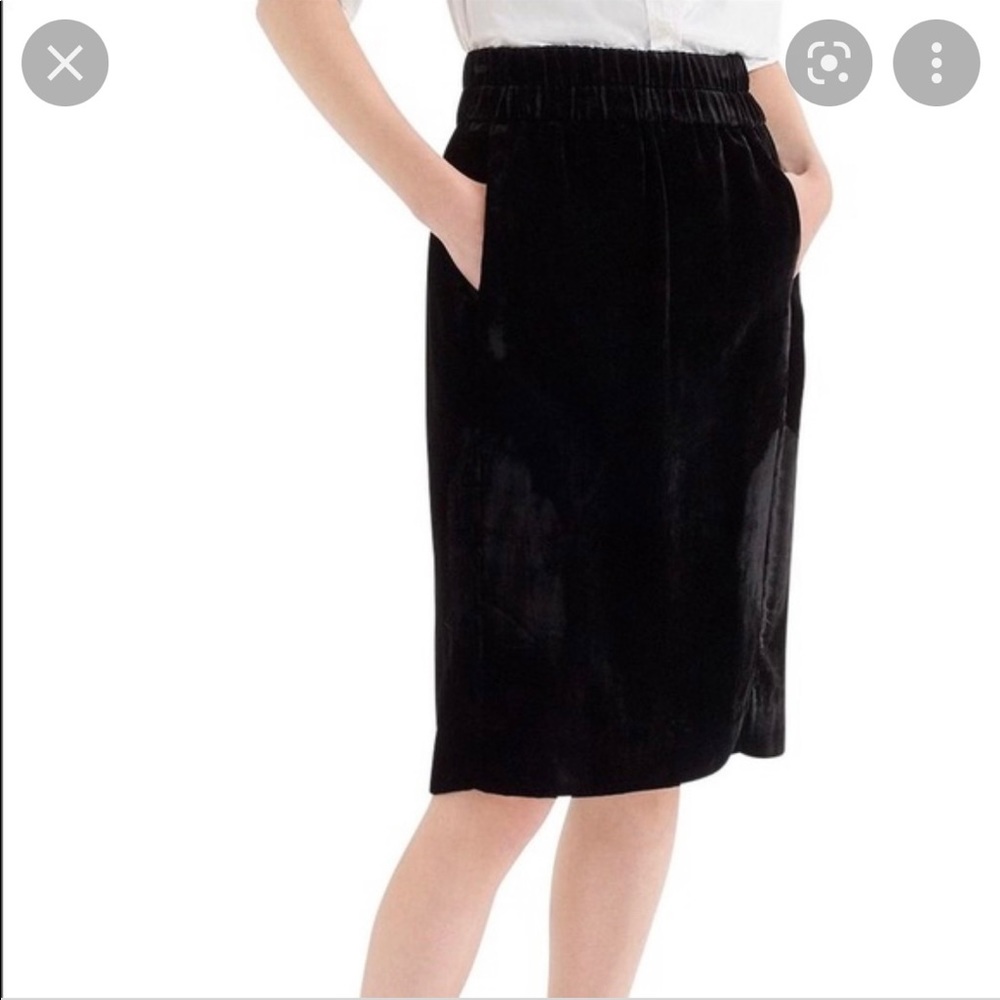 J. Crew Black Velvet Pull On Skirt